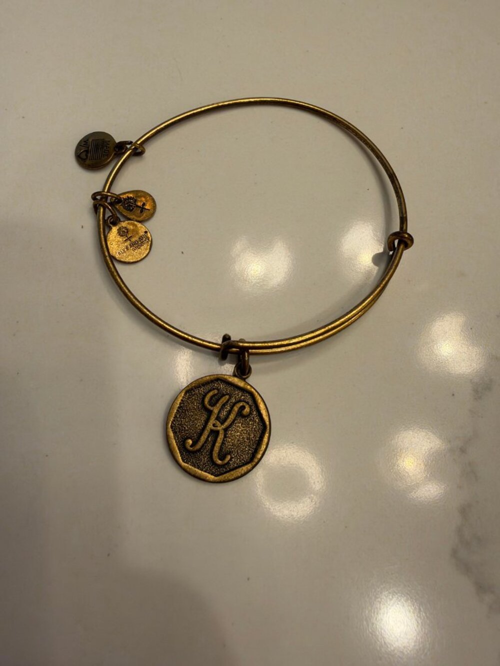 Alex and Ani Initial "K" Charm Bangle — Rafaelian Gold